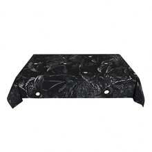 1pc Raven Pattern Tablecloth - Black & White Polyester,Machine Made Farmhouse Decor For Home & Party, Rectangular Cover With Stylish Raven Design, Party Table Cover | Raven Motif | Texture, Table Decorations - Bản in 1 - Xem 5
