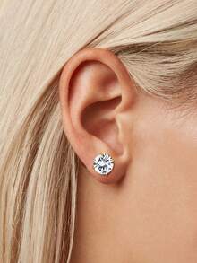 1 Pair Fashionable European & American Cute And High-end Shiny Diamond Women's Copper Earrings Studs - Gold - View 8