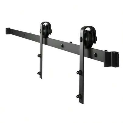 5FT Sliding Barn Door Hardware Kit For Single Sliding Barn Door Black