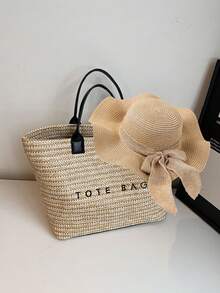 Túi Tote đan bằng rơm, Túi xách đi biển "TOTE BAG" in hình, đa năng dùng làm túi đi biển, túi xách mùa hè, túi mua sắm, mang phong cách Bohemian mùa hè, phù hợp cho người yêu biển, người đam mê phong cách Bohemian, phụ nữ, khách du lịch, hoàn hảo cho du lịch biển, kỳ nghỉ hè, đi chơi hàng ngày. - Nhiều màu - Xem 8