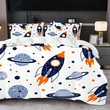 2/3件套数码印花被套组（被套*1，枕套*1/2，不含被芯和枕芯），亲肤柔软舒适，适用于酒店、客房、宿舍、卧室、床上用品，四季皆宜。 - 彩色 - 查看 2