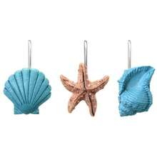 12-Piece Resin Marine Series Hook - Seashell Decor Curtain Shower Curtain Metal Hook - Blue - View 4