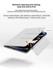 智慧翻蓋保護殼，相容 iPad A16 11代 2026 Air 11 M3 M4 M5 Pro 13 12.9 4代 5代 Mini A17 Pro，磁吸式 - 淺灰色 - 查看 9