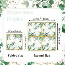 20pcs/40pcs/60pcs Green Eucalyptus Leaf Paper Napkins, 6.5 Inch Disposable Gray-Green Leaf Lunch Cocktail Party Napkins, Suitable For Home, Wedding, Birthday, Baby Shower, Bridal Shower, Anniversary, Tea Party/Garden Party Supplies - Multicolor - View 3