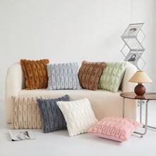 Set Of 2 Artificial Plush Throw Pillow Covers With Fluffy And Soft Plush Decorative Throw Pillow Covers, Bohemian Striped Cushion Pillowcases, Suitable For Bedroom Bedding, Home Decoration, Sofa Decoration, Camping, Outdoor And Other Multiple Scenarios - White - View 3