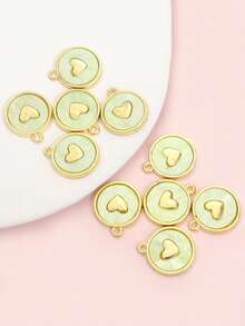 10pcs 10-Colors Acrylic Sheet Round Alloy Charms With Love Heart Design, Fashion Necklace Bracelet Earrings Phone Chain And More Decorations DIY Ins Style Dopamine Pendants - Cute Accessory For Daily Wear And Valentine's Day - Round with Love Heart Design - View 14