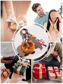 1个逼真百吉饼吊坠装饰品，百吉饼挂饰，相机挂饰，手机挂绳，小型装饰品，包包挂饰，腕带钥匙扣，汽车钥匙扣，钥匙链挂绳，钥匙扣收纳袋，钥匙扣配件，钥匙扣，情侣钥匙扣，送给她的礼物，送给女儿的礼物，生日礼物，送给朋友的礼物，节日礼物，活动纪念品，派对小礼物 - 彩色 - 查看 11