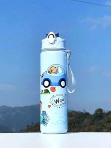 1pc Cartoon Animal Design Water Bottle For Kids, 800ml Leak-Proof Spill-Proof Portable Sports Water Bottle With Strap, Ideal Gift For Children, Summer, Kindergarten, Capybara - Multicolor - View 7