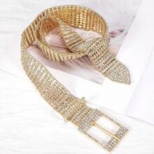 Barry.Wang Rhinestone Belts For Women Silver Gold Bling Belt Diamond Crystal Studded For Jeans Dress Bridesmaid Bridal Ladies - GoldShinng腰鍊免費贈品 - 查看 7