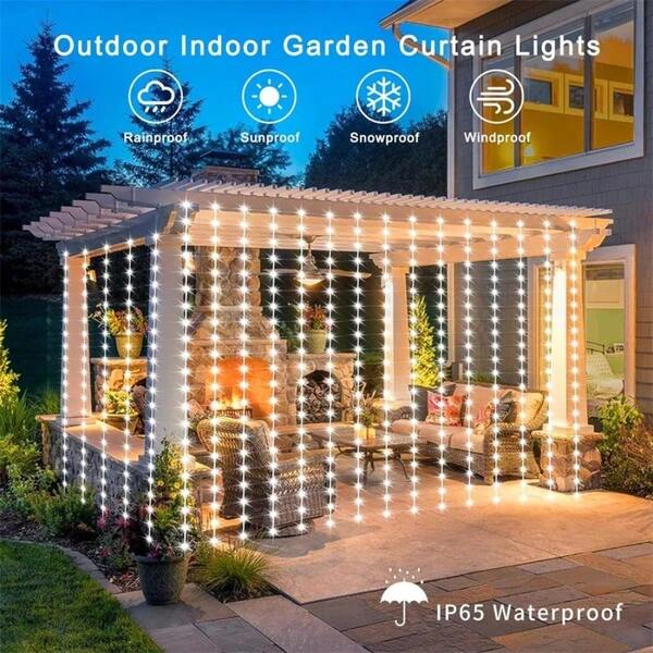 1 Set Solar LED Curtain Light Outdoor Garland Solar Fairy String Light Pavilion Garden Party Holiday Christmas Decor Copper Wire Lamps