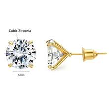 1 Pair Fashionable European & American Cute And High-end Shiny Diamond Women's Copper Earrings Studs - Gold - View 9