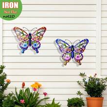 زخرفة حائط فنية من الفراشة المعدنية الحيوية، تحفة فنية معدنية مقاومة للصدأ بحجم 14.2 بوصة للتعليق على الحائط للاستخدام في الحديقة والشرفة والفناء والشرفة والسياج - هدية مثالية للعائلة والأصدقاء وعيد الأم - متعدد الألوان - مشاهدة 7