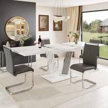 Dining Tables - White + MDF+Metal - View 5