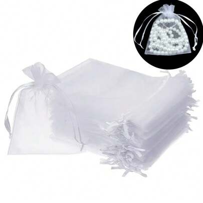 100/50/10 szt. woreczków organzowych, woreczki na biżuterię 3,5 x 4,7 cala, woreczki ze ściągaczem, woreczki na upominki ślubne, woreczki na upominki na przyjęcia, torebki na przyjęcia, świąteczne woreczki organzowe, małe torebki na prezenty, woreczki na biżuterię, mini woreczki ze ściągaczem, woreczki z siatki, odpowiednie na upominki na przyjęcia weselne, opakowania na prezenty świąteczne