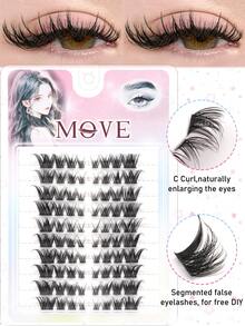 80PCS Segmented Eyelash, Reusable Independent Eyelash Extension Kit, Slanted Flying Eyelash Cluster, Natural Extension Eyelash To Enlarge Eyes, Reusable Eyelash Cluster, Reusable Eyelash Cluster Suitable For Daily Life, Wedding, Dating, Party, Travel, False Eyelash. - C - 查看 2