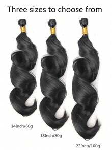 1/3/6 piezas Extensiones de cabello negro ondulado natural de 14-22 pulgadas, extensiones de cabello sintético resistentes al calor, peinados DIY - Negro - Ver 5