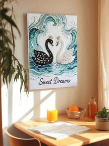 新款珍珠画黑白天鹅无框DIY手工粘贴钻石创意钻石画套装，适合卧室装饰、客厅挂画、房间装饰、艺术品、生日礼物、圣诞节、新年、情人节、充满创意的节日礼物。 - 彩色 - 查看 5