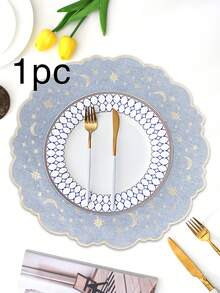 1/2/4件装刺绣布艺节日餐垫，适合婚礼派对餐桌装饰，简约优雅的欧式风格布艺桌布，星月图案餐垫 - 彩色 - 查看 42