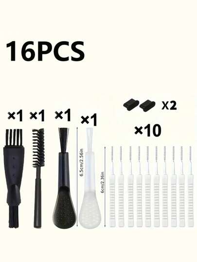 16pcs USB-C Dust Plug & Cleaning Tool Kit, Suitable For Tech Devices - Includes Port Covers, Keyboard Brush And Nylon Tools For Dust Cleaning