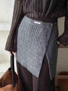 1pc Multi-Functional Shawl Chic Brown Black Cable-Knit Button-Accent Shawl Wrap All Season Winter Fall Warm Daily Life Evening Party Travel Gift Accessories - Multicolor - View 11