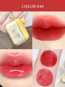 Gege Bear 1pc Matte & Glossy Dual-Tone Lip Cream With Applicator Brush, Moisturizing, Long-Lasting, Natural Finish, Portable Dual-Color - Multicolor - View 10