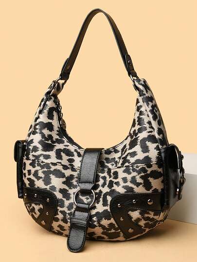 New Women Soft PU Leather Handbags Luxury Large Capacity Shoulder Bags Multi-Pocket Shopping Crossbody Bag Fashion Leopard Tote Sac