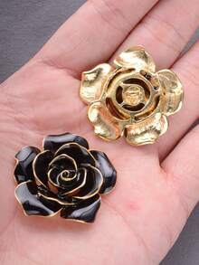 3pcs/Pack Multi-Size Luxury Rose Metal Buttons, Handmade Decorative Buttons For Sweater, Coat, Jacket, Shirt, Suit, Scarf, Jewelry DIY Accessories - A - View 5