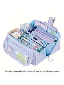 Hộp bút nhiều lớp bằng vải Oxford nhẹ | Túi đựng bút dung tích lớn dễ lấy | Túi đựng bút phong cách nữ tính | Hộp bút thiết yếu cho học sinh chuẩn bị năm học mới | Túi văn phòng phẩm màu tím chất lượng cao - Nhiều màu - Xem 8