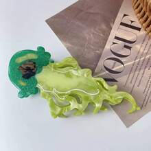 海洋沙滩系列:大白鲨、水母、海马发夹,新款醋酸纤维鲸鱼发夹,夏日条纹鱼发夹,海洋发爪,百搭时尚发饰,清爽发夹,适合女孩和女士。 - 彩色 - 查看 14