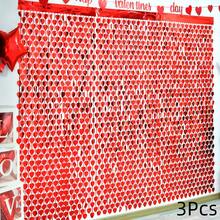 1/2/3/4pcs Red Heart Shape Tinsel Foil Fringe Streamers| Valentines Photo Backdrop, Streamer Backdrop For Birthday, Engagement, Wedding, Bridal Shower, Universal Fit - 1PC - 查看 3