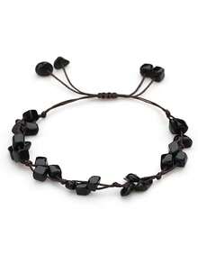 Handmade Beaded Stone Bracelet, Yellow Quartz, Rutilated Quartz, Amazonite, Crushed Stone Jewelry For Women - Bracelet - View 4