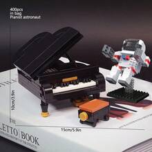 Piano Unsterbliche Blume Bauklötze Set, kreative musikalische Instrumenten Modell Kollektion, kleine Bauklötze Piano Serie Modell, Heim Schreibtisch Deko Geschenk für Mädchen Feiertag/Geburtstag, geeignet für fantasievolles Bauen und Ausstellen, ohne Beleuchtung - Verschiedenfarbig - Übersicht 11