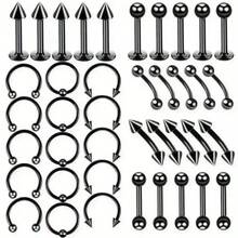 40pcs 316L Stainless Steel Eyebrow Studs, Tongue Studs, Women's Body Piercing Jewelry Set - 40 Sets - View 13