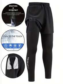 二合一男士户外长裤，抽绳腰带，可转换成短裤，适合运动、健身、跑步 - 黑色 - 查看 8