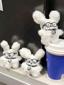 1个可爱眼镜狗钥匙扣吊坠，毛绒狗钥匙扣吊坠，可爱卡通毛绒包包挂饰，女士手腕钥匙扣包包挂饰汽车钥匙链钥匙挂绳钥匙扣，圣诞节礼物，生日礼物，朋友礼物，节日礼物，活动纪念品，派对小礼品 - 彩色 - 查看 5