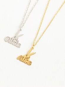 定制樱花项链 樱花图案个性化文字项链 男女通用 日文汉字项链 不锈钢饰品 - 彩色 - 查看 5