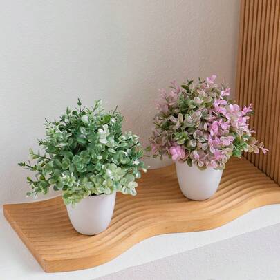 Small Fresh Simulation Green Plants Eucalyptus Leaf Potted Plants Home Bedroom DIY Landscape Decoration Desktop Ornament