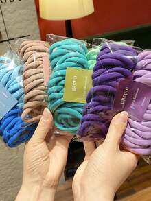 Kit Of Up To 300 Seamless Hair Ties With High Elasticity In Sweet Colors For Children And Adults - 100 件裝 - 查看 8