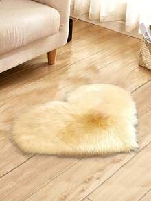1pc Soft Plush Heart-Shaped Rug, Large Size Fluffy, Washable, Suitable For Bedroom And Living Room Decor - Multicolor - View 2