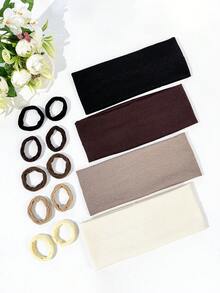 Vielseitig einsetzbares minimalistisches Sport-Haarband & Haargummi Set, Workout Haarband, Laufzubehör, Yoga Kopftuch, Sport Schweißband, modische Damen Bandanas für Sommer Outfits, Reisen, Geburtstag - Verschiedenfarbig - Übersicht 3