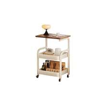 3 Tier Rolling Cart, Metal Utility Cart With Wooden Table Top & Storage Rack, Side Table With Storage,Rolling Carts, Versatile Floor-Standing Shelf With 4 Heavy-Duty 360° Swivel Casters,Storage Cart  For Kitchen, Bathroom, Office - White - View 4