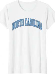 Www._2026-01-13_Retro North Carolina Souvenir Simple North Carolina Blue Tee T-Shirt - trắng - Xem 1