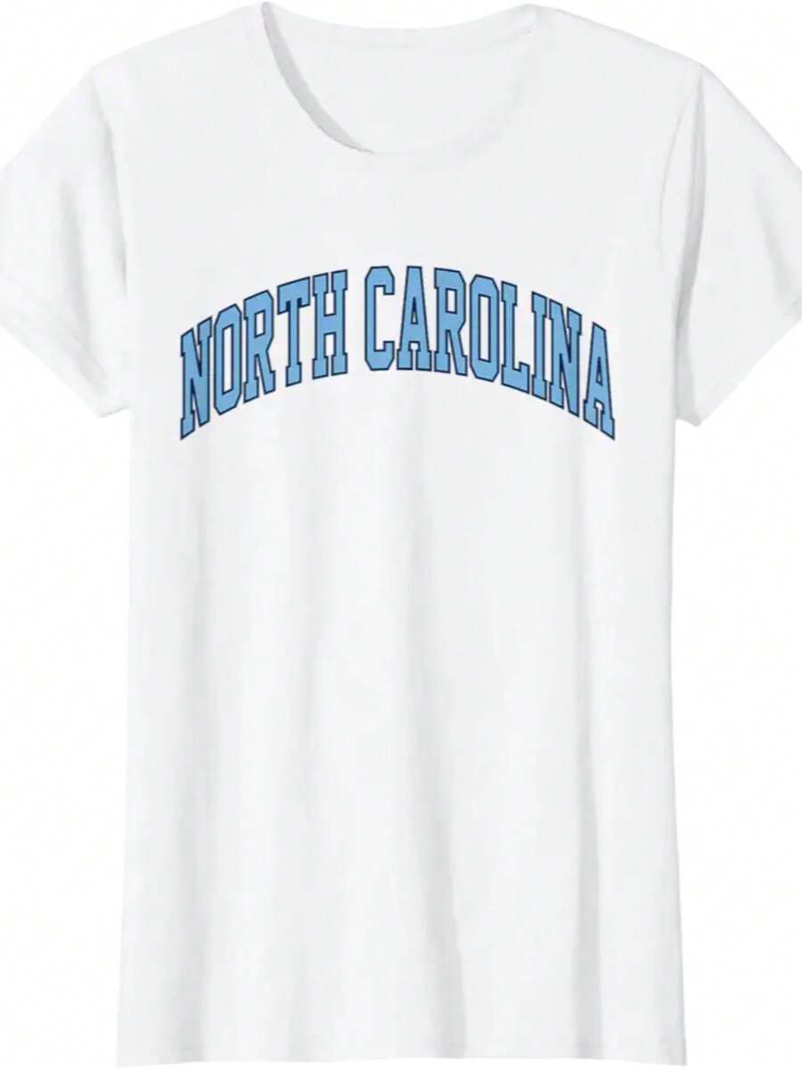 Www._2026-01-13_Retro North Carolina Souvenir Simple North Carolina Blue Tee T-Shirt - trắng - Xem 1