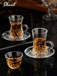 shoxil 1pc Turkish Teacup, Tea Saucer, Cawa Cup, Arabic Teacup, Coffee Cup, European/Middle Eastern Water Cup, Middle Eastern Traditional Glass Black Tea Cup, Perfect For Tea Party, Gifts, Home - Cup - View 3