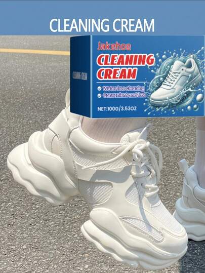 jakehoe 1pc/100g White Shoe Cleaning Paste, Waterless Shoe Surface Stain Remover & Whitener, Multi-Functional Shoe Cleaner. Keeps Shoes Looking Fresh. Simple & Effective, Improves Daily Cleaning Efficiency, Removes Dirt, Enhances Cleaning Effect, Protects Materials. Deep Cleaning Formula Quickly Dissolves Stubborn Stains, Compact Packaging For Easy Portability, Use Anytime Anywhere. Can Improve Surface Luster And Produce A Mirror-Like Effect.,Women's Day,Travel Essentials,Wedding Favours,Y2k,Bedroom,Car Accessories Women,Kitchen Deccor,Wedding,Y2k,Party