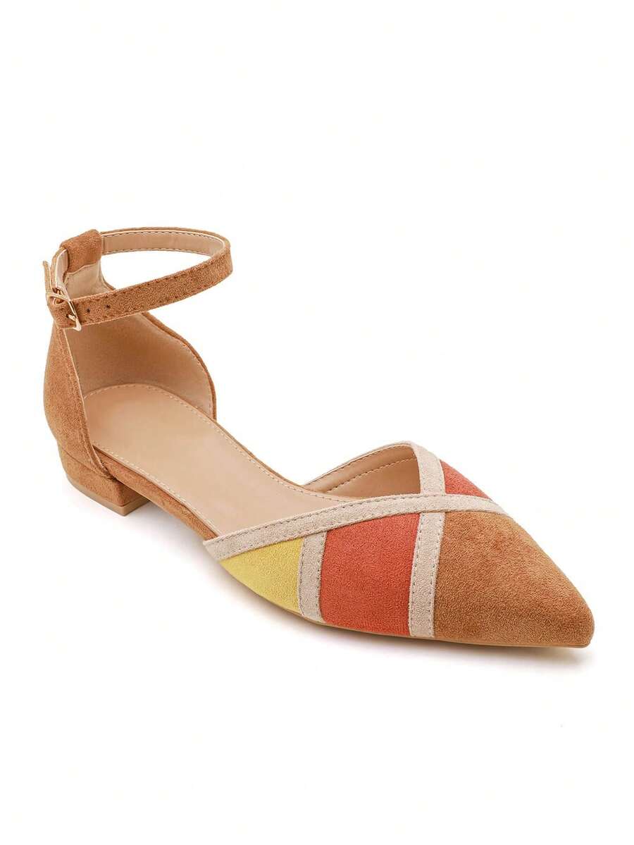 Escarpin-Derby Bicolore à Brides Croisées - Camel 9832 - View 1