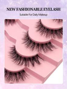 Asiteo 7 Pairs Natural Fluffy Lashes, Soft & Thick False Eyelashes, Makeup Extending Lashes, Reusable - Black - View 5