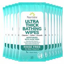 XL Ultra Thick Body Wipes For Adults W Aloe 120 Extra Large Disposable Cloth Wet Cleansing No Rinse Bathing Washcloths, Waterless Shower Bath Wipe For Women, Men Amp Elderly - 清新無香型120毫升 - 查看 6