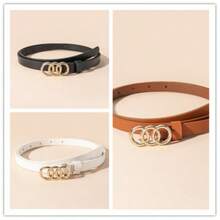 1/3件装女士时尚搭扣腰带，黑色、白色和棕色，百搭休闲腰带，适合所有季节，夏季、秋季、万圣节和其他场合。 - 彩色 - 查看 14