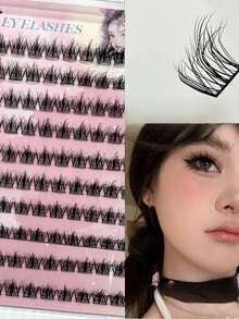 LIMEIKAI 100 Stück klebstofffreie falsche 5D Baby Locken Wimpern aus Kunstmink, natürliches, unordentliches, schluffiges, realistisches Haar - C - Übersicht 2